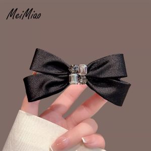 South Korea Classic Style Black Bows Love Heart-Shaped Hairpin Internet Celebrity Temperament Wild Head Clip Spring Clip Back Head Half Tie