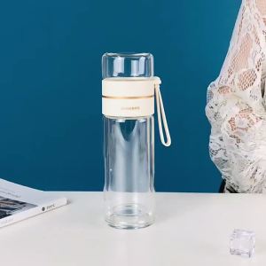 Tea Water Bottle High Borosilicate Glass Double Layer Tea Water Cup Infuser Tumbler Drinkware Water Bottle With Tea Filter