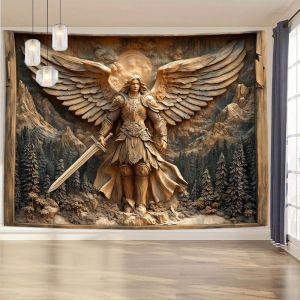 VIKAMA Golden Angel Warrior Fantasy Tapestry Light Luxury Treo Tường Trang Trí Thẩm Mỹ Cho Phòng Ngủ Phòng Khách Văn Phòng