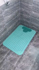 Light Blue Non-Slip PVC Bath Mat - Rectangular Massage Nubs Shower and Bathroom Safety Rug - 0.8cm Thick 2600g/m² Dot Pattern