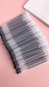 10pcs/ 5pcs Transparent Frosted Gel Pen 0.5mm Bullet Point Needle Tube Pen School Office Black Refill