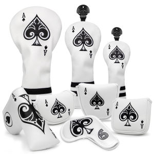 Golf Club Headcovers Spade A for Driver Fairway Hybrid Wood Head covers Blade Putter Mallet Putter Covers Iron Clubs Headcover A