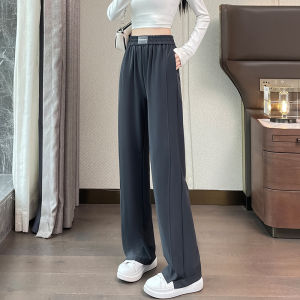 High Waist Drapey Ice Silk Wide Leg Pants Womens Spring Autumn Thin New Style Casual Loose Fit Straight Cut Trousers