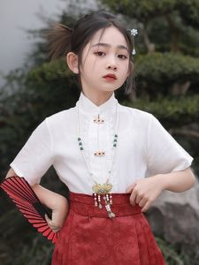 New 2024 Girls Cheongsam Cotton Long Sleeve Short Sleeve Traditional Chinese Style Childrens Clothing Small Medium Children