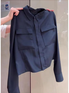 Elegant Loose Fit Casual Blue Shirt Womens Long Sleeve Fashionable Versatile Spring Autumn Style Elegant Slimming Top