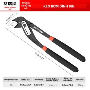 Airaj Máy Bơm Nước Kìm Nhanh Kết Hợp Đa Năng Ống Nước Dụng Cụ Cầm Tay Thép Carbon 8/10/12 Inch Đỏ Đen