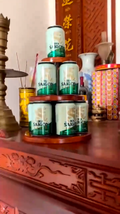 Tháp Nước 3 Tầng Trưng Bày Bia nước ngọt ngày Tết hàng dày dặn sơn PU phủ bóng bền đẹp