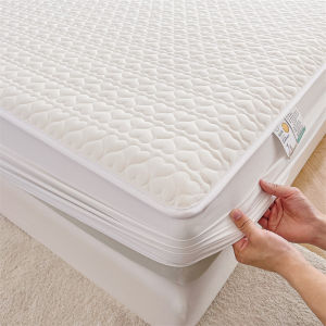 Dansunreve Thicken Fitted Bedsheet 100% Waterproof Soft Bedsheet With Garter Plain Mattress Protector Cover Single/Queen/King