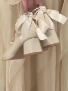 French Style Pearl Ribbon & Korean Mary Jane High Heels: A Guide to White Wedding Shoes