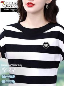 TUCANO | Breathable Slim-fit Black and White Striped Women T-shirt