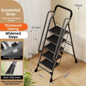KAIPAQI | Wide Platform Folding Ladder with Handrail