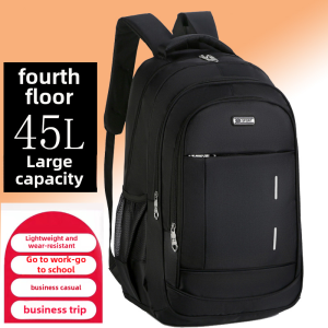 Mens Large Capacity Backpack for Business Travel Leisure Waterproof Oxford Spinning Zipper Closure College Style
