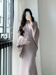 CHANGTONG | Traditional Style Modern Cheongsam Dress With Shawl Fitted Sheath Two Piece
