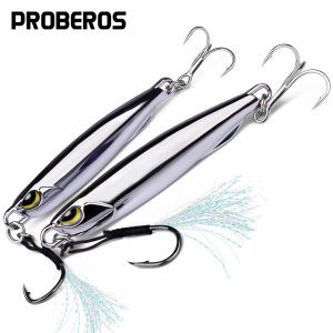 PROBEROS 1pc Electroplated Metal Spoon Jig Fishing Lures 10g-80g with Hooks Saltwater Freshwater Fishing Lure for Carp Bass