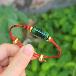 Q2094 Vòng lu thống trúc trơn Cẩm Thạch Sơn Thủy dây cáp ko kén mệnh - Phong Thuỷ TUDO