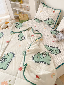 LaTeX Viscose Fiber Mat Fitted Sheet Summer Quilt Four-Piece Set Household Washable Rinsing Machine Fabric Cooling Mattress Children Baby Summer Sleeping Mat