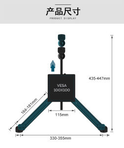 NORTH BAYOU ขาตั้งจอคอมพิวเตอร์ไม่มีการเจาะติดผนังวงเล็บ 5 กก.โหลดแบริ่งกาวไม่มีรอยต่อ VESA ขยาย