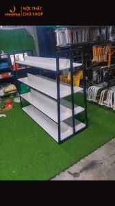 VNS-017 Kệ Khung Sắt Mặt Ván Gỗ Trưng Mỹ Phẩm Giày Dép Túi Xách Phụ Kiện Shop Kệ Hình Thang.