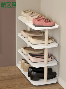 เรียบง่าย ชั้นวางรองเท้าในร่มที่ทันสมัยตู้รองเท้าไม้ประตูทางเข้าบ้านที่เก็บรองเท้าขนาดเล็กบันไดแคบผู้ถือรองเท้า