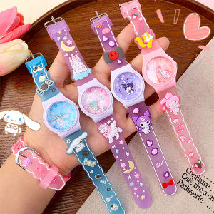 Sanrio 3D Pattern Child Wrist Watch Adjustable Plastic Glass Watch Kid Waterproof Quartz Watch Cute Cinnamoroll Watchband Childrens Watch Birthday Gift