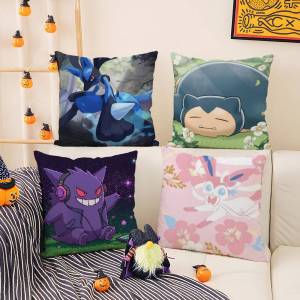 Bandai | Pokemon Otaku Collection Anime Plush Pillow Cover Soft Short Plush Cushion Cover For Sofa Bedroom Home Decor Gift