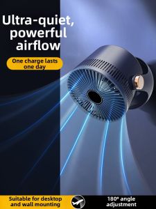 Portable USB Mini Fan Wall Mounted Bathroom Kitchen Home Use Air Circulation Fan Rechargeable Oscillating Floating Fan without Punching