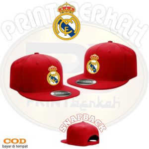Topi Snapback REAL MADRID Topi Casual Rope Hat Bahan Denim Topi Distro Pria Wanita Topi Premium Bisa Custom