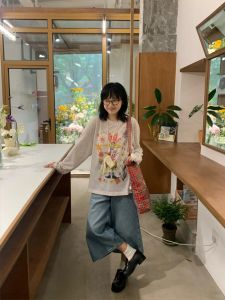 VKSOD | Korean Lazy Style Long Sleeve Sun Protection T-Shirt Women Summer Loose Vintage Jeans Shorts Set Cartoon Print Round Neck Top