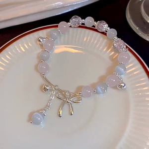 Lovelylife🔥Gelang Lonceng Busur Niche Kristal Manis Wanita Temperamen Manik Serbaguna