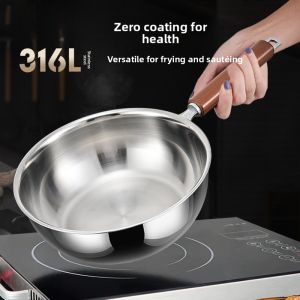 Stainless Steel 316L Non-stick Cooking Wok for 1-2 People Home Use No Coating Flat Bottom for Gas And Induction Cooktops