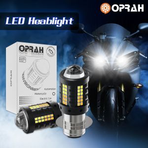 ✅Oprah 2PCS Super Bright Headlight Bulbs for Motorcycle Plug&Play H4 T19/P15D H6/BA20D White Yellow  Amber Color Hight Light Low Light Beam Electric Bicycles Scooter Front Headlamp with Convex lens Projector Sportlight