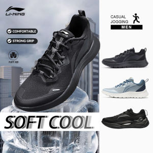 【SOFT COOL】LI-NING SOFT COOL Running Shoes Mens Breathable Cushioning Comfortable Light Commute Training Walking Jump Casual Jogging Shoes Professional Sports ARSU113 Legit Official Store