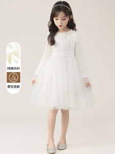 Princess Style White Cotton Skirt for Girls Spring Autumn Seasonal Childrens Clothing Full Skirt A-Line Silhouette Long Sleeve