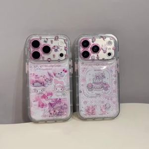 Sanrio | Sanrio My Melody Quicksand Phone Case for iPhone Clear Glitter Case Shockproof Protective Cover For iPhone 15 Pro 16 17 Pro Max