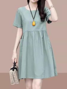 Large Size Loose Fitting Skinny Tummy Cover A-Line Dress
