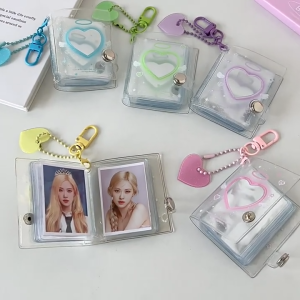 Transparent Love Mini Album Simple Photo Album Keychain Pendant Portable Album Storage Bag Birthday Gift
