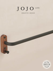 Solid Walnut Wood Towel Bar No Drilling Required Storage Rack Bathroom Hardware Single Layer Spray Painted Surface 60cm