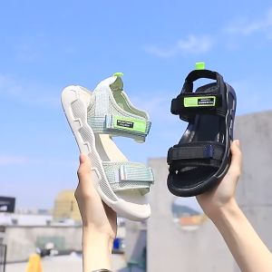 Dép đế bệt nữ phong cách Hàn Quốc Dép xăng đan thời trang xu hướng Velcro Dép đi biển co giãn có thể điều chỉnh mùa hè phong cách mới