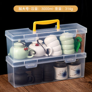 Modern Luxury Transparent Tea Set Storage Box with Lid Dustproof Home Tea Table Desktop Tea Leaf Tea Cup Organizer Container