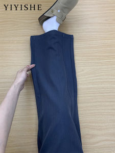 Gray High Waist Wide Leg Pants Womens Suit Casual Trousers Slimming Drapey Straight Cut Polyester Fiber Washed Summer New