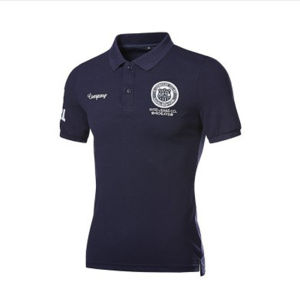 Summer Badge Embroider Short-Sleeved T-shirt Navy Blue British Polo Shirt Mens Golf Sports Slim-Fitting T-shirt Trendy