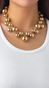 Exaggerated Acrylic CCB Big Ball Bead Chain Necklace for Women Wed Vintage Chunky Clavicle Choker Grunge Jewelry Steampunk Men