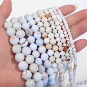 30-90pcs 4/6/8/10/12mm Natural Stone Blue Persian Jade Beads DIY Charms Bracelet Spacer Loose Bead For Jewelry Making Supplies
