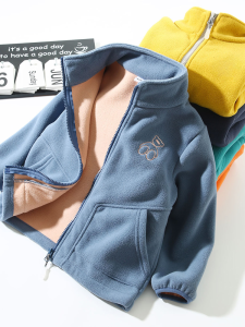 Kids Polar Fleece Jacket Spring & Fall New Boy Girl Heattech Childrens Western Style Zip-up Shirt Fleece Tops Autumn