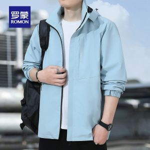 ROMON | แจ็คเก็ตฤดูใบไม้ผลิและฤดูใบไม้ร่วงสำหรับผู้ชาย Romon แจ็คเก็ตฤดูใบไม้ร่วงแบบลำลองคอตั้งป้องกันลมและน้ำสำหรับผู้ชาย