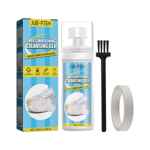 Jue-Fish Shoes Cleaner Kit Remove Stains Shoes Whitening Cleansing Gel Shoe Washing Clean Whitening Polish Shoe Stain Remove Yellow Edge Oxidizing Sneaker Remover Shoes Cleaning Foam Cleaner (100ml)