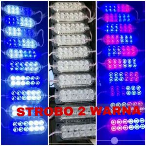 LAMPU variasi LED ULTRASONIC STROBO 2 WARNA merah biru dan biru putih 12v 24v otomatis kedip tanpa modul cocok untuk motor kendaraan mobil truk bis