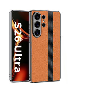 szhaiyu | Electroplated Leather Phone Case for Samsung Galaxy S26 Ultra Shockproof Precision Hole Full Package Hard Cover Galaxy S26 Ultra