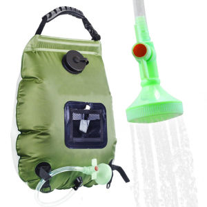 Outdoor Camping Bath Shower Water Bag Portable Military Green 20L Solar Heated Shower Bag for Bathing and Grooming Camping Gear