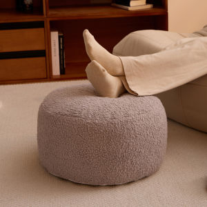 Plush Living Room Floor Cushion Footrest Sofa Companion Simple Modern Style round Sheepskin Pad Versatile Home Decor Accessory